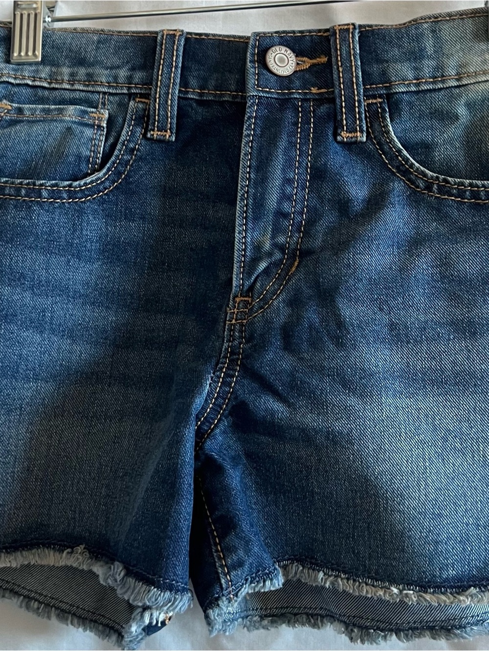 Old Navy Girls Blue Denim Jean Shorts with Frayed Hem